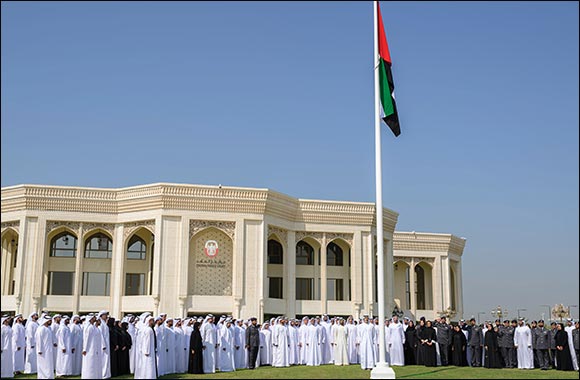 Khaled bin Mohamed bin Zayed Raises UAE Flag at Abu Dhabi Crown Prince's Court to Mark Flag Day
