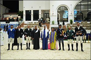 His Excellency Sheikh Nahayan bin Mabarak Al Nahyan honors winner of Longines Grand Prix title at 12th FBMA International Show Jumping Cup