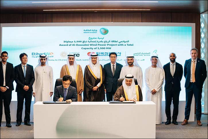 Etihad Water and Electricity participates in a consortium to implement the Dawadmi Wind Power Project in Saudi Arabia with a capacity of 1,500 megawatts