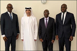HE Dr Thani Al Zeyoudi discusses economic alignment with President Nguema of Gabon during visit to L ...